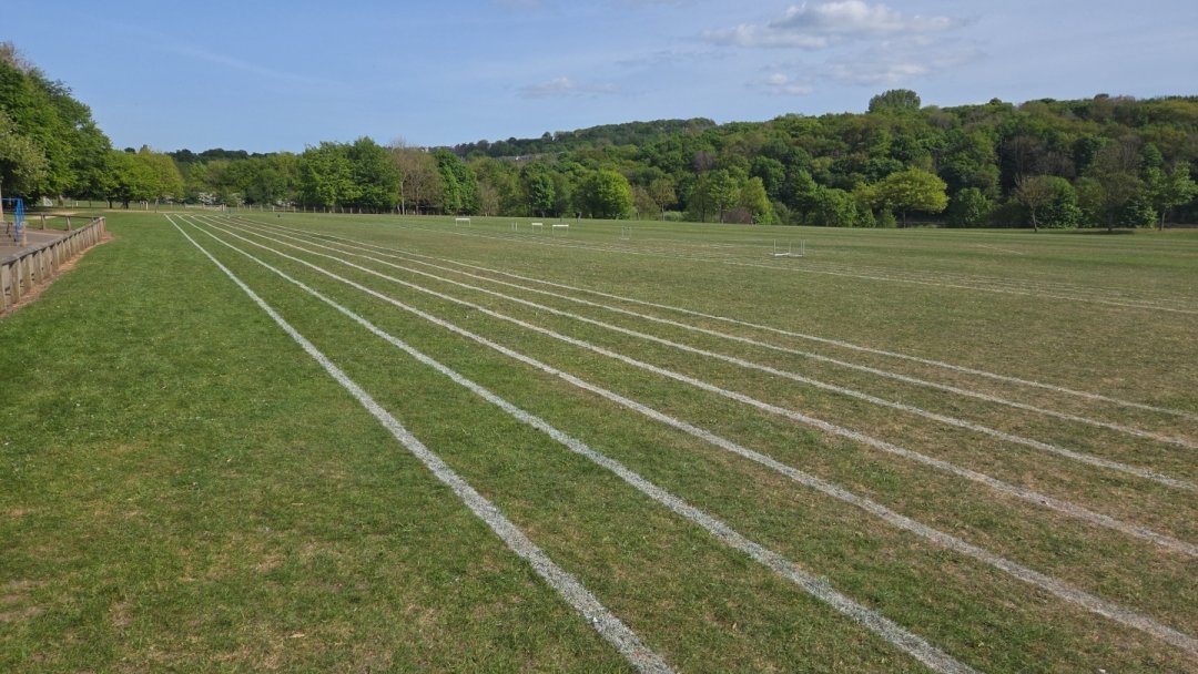 Cricket Pitch & Grass Athletics Track at Ovingham Middle School in Prudhoe