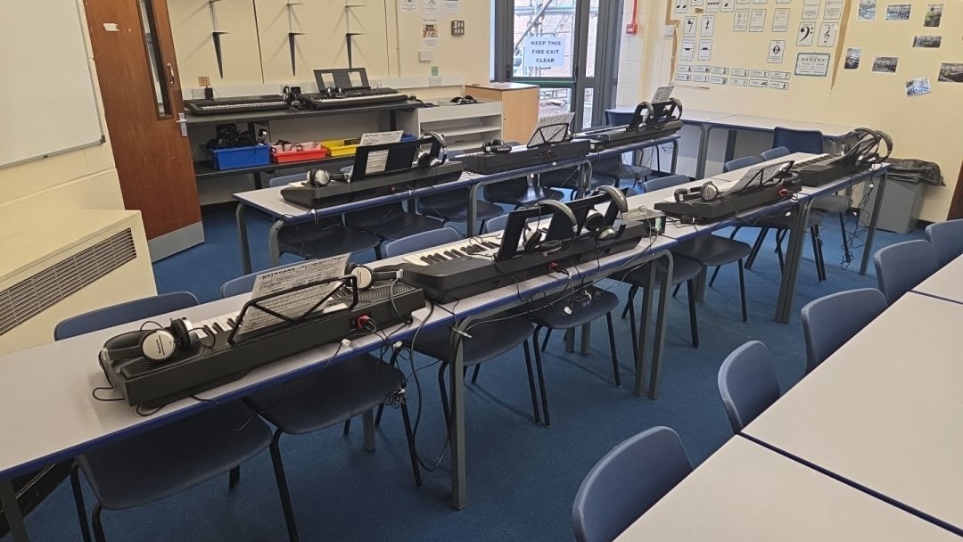 Music Classroom at Ovingham Middle School in Prudhoe