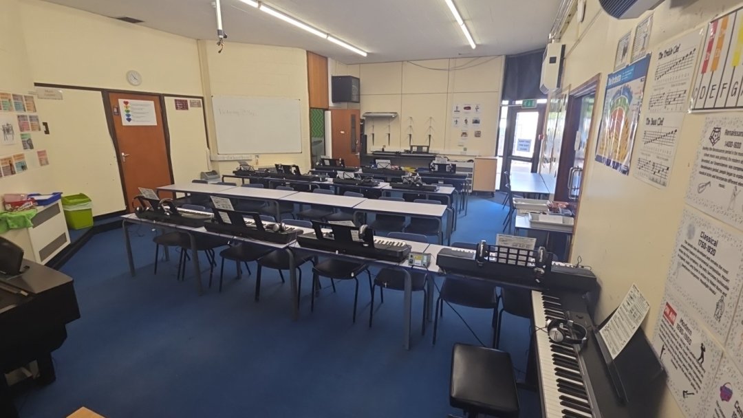Music Classroom at Ovingham Middle School in Prudhoe