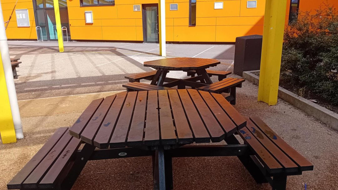 Outdoor Dining Area at Manchester Enterprise Academy Central (MEA) in Manchester