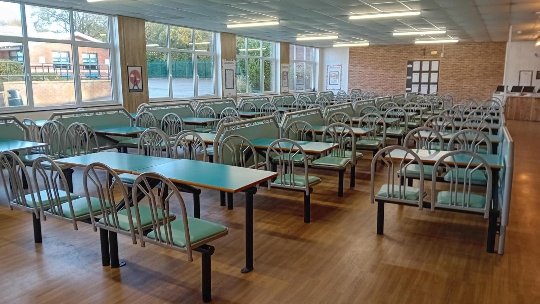 Canteen at Harrytown Catholic High School in Stockport