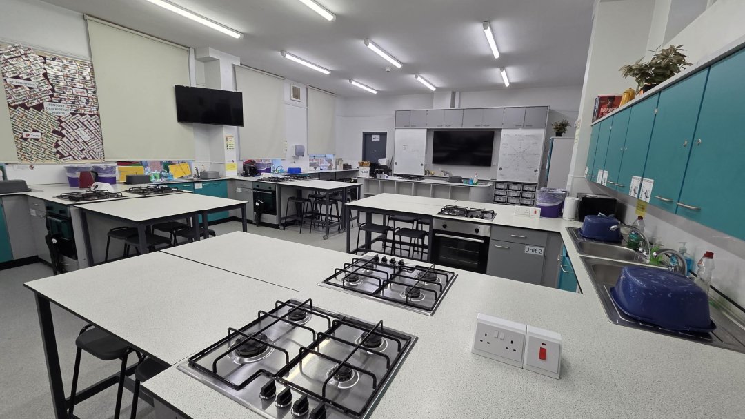 Food Tech Classroom at Helsby High School in Cheshire