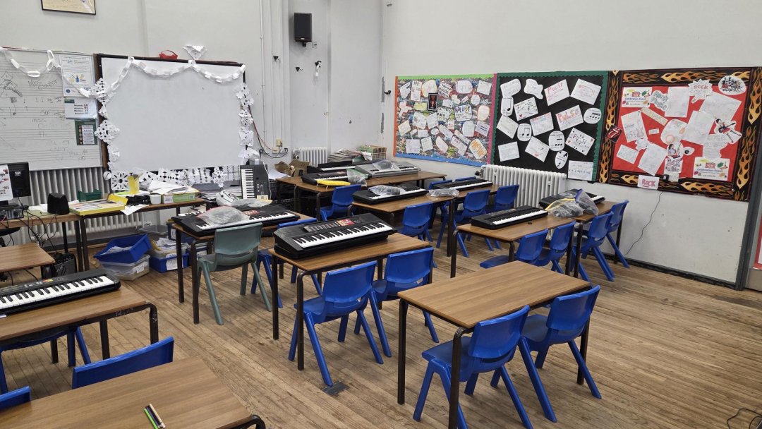 Music Room at Helsby High School in Cheshire