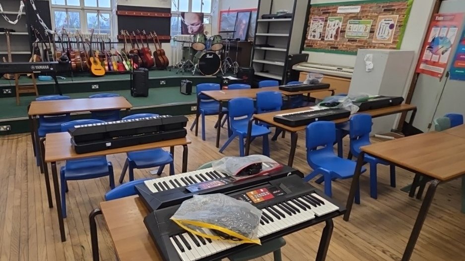 Music Room at Helsby High School in Cheshire