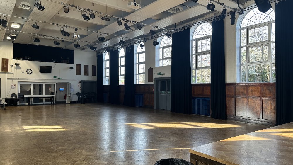 Main Hall at Raynes Park High School in London