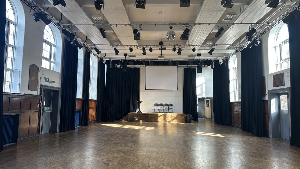 Main Hall at Raynes Park High School in London