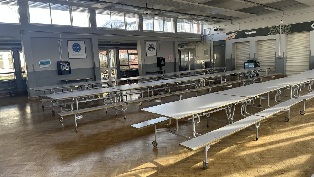 Canteen at Raynes Park High School in London