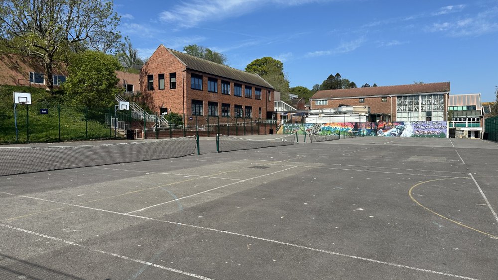 Outdoor Netball & Tennis Courts at The Woodroffe School in Dorset