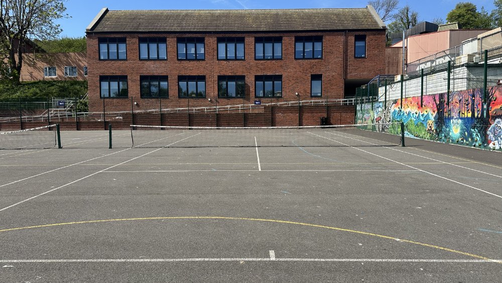 Outdoor Netball & Tennis Courts at The Woodroffe School in Dorset