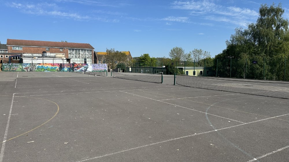 Outdoor Netball & Tennis Courts at The Woodroffe School in Dorset