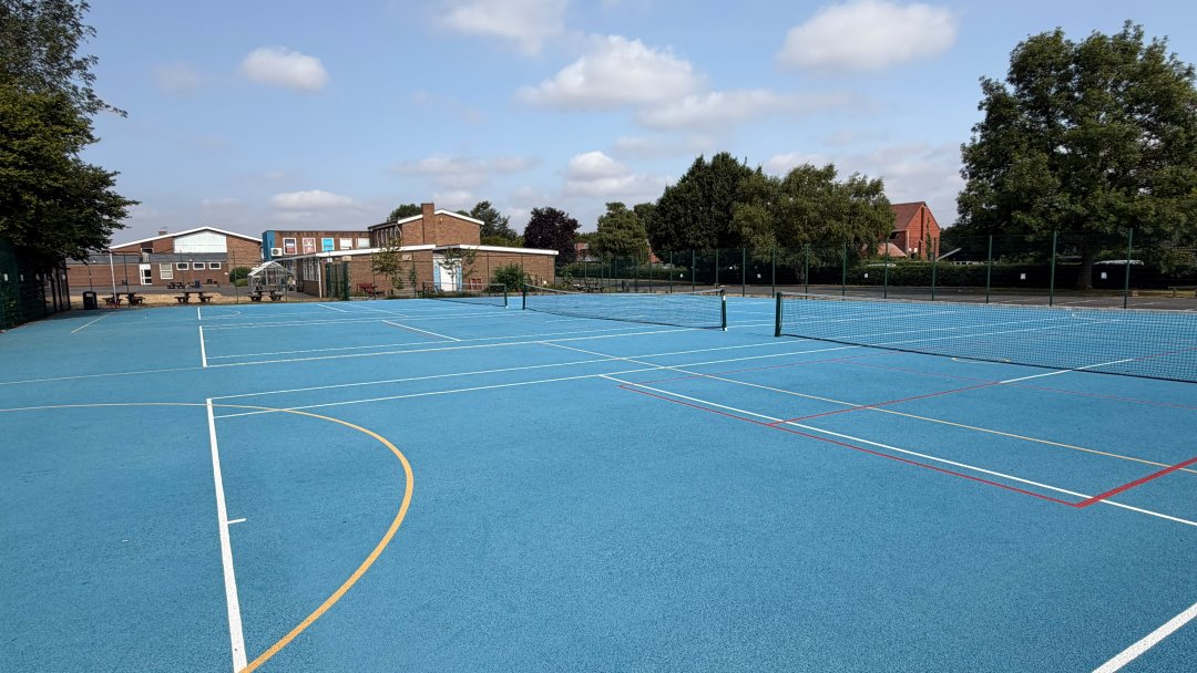 Netball Courts at Burton Borough School in Telford