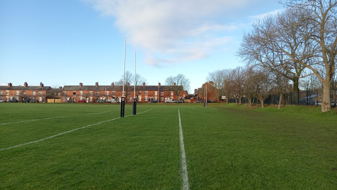 Grass Rugby Pitch at Audenshaw School in Manchester